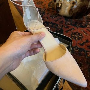 Formal High Heel Shoes w/ Ankle Straps Beige Pink